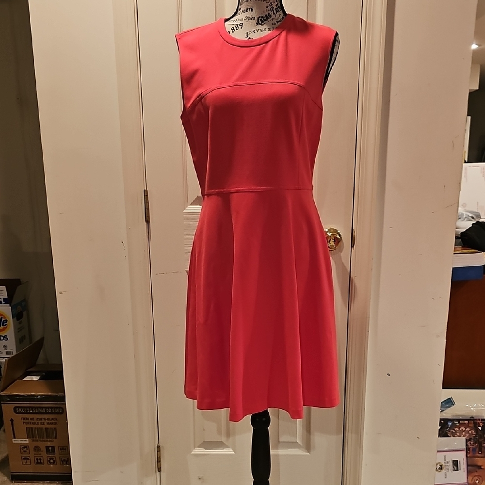 Magaschoni Red Pleated A-Line Mini Dress